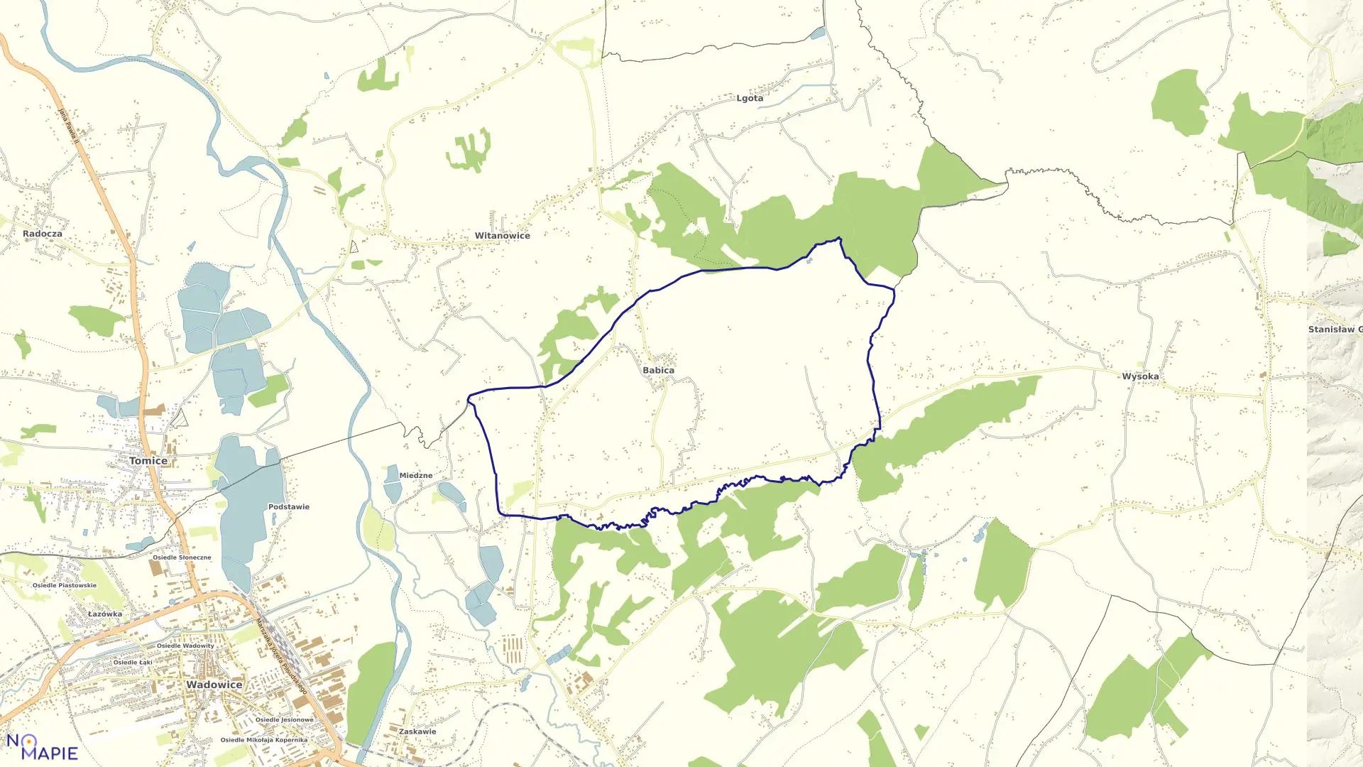 Mapa obrębu BABICA w gminie Wadowice