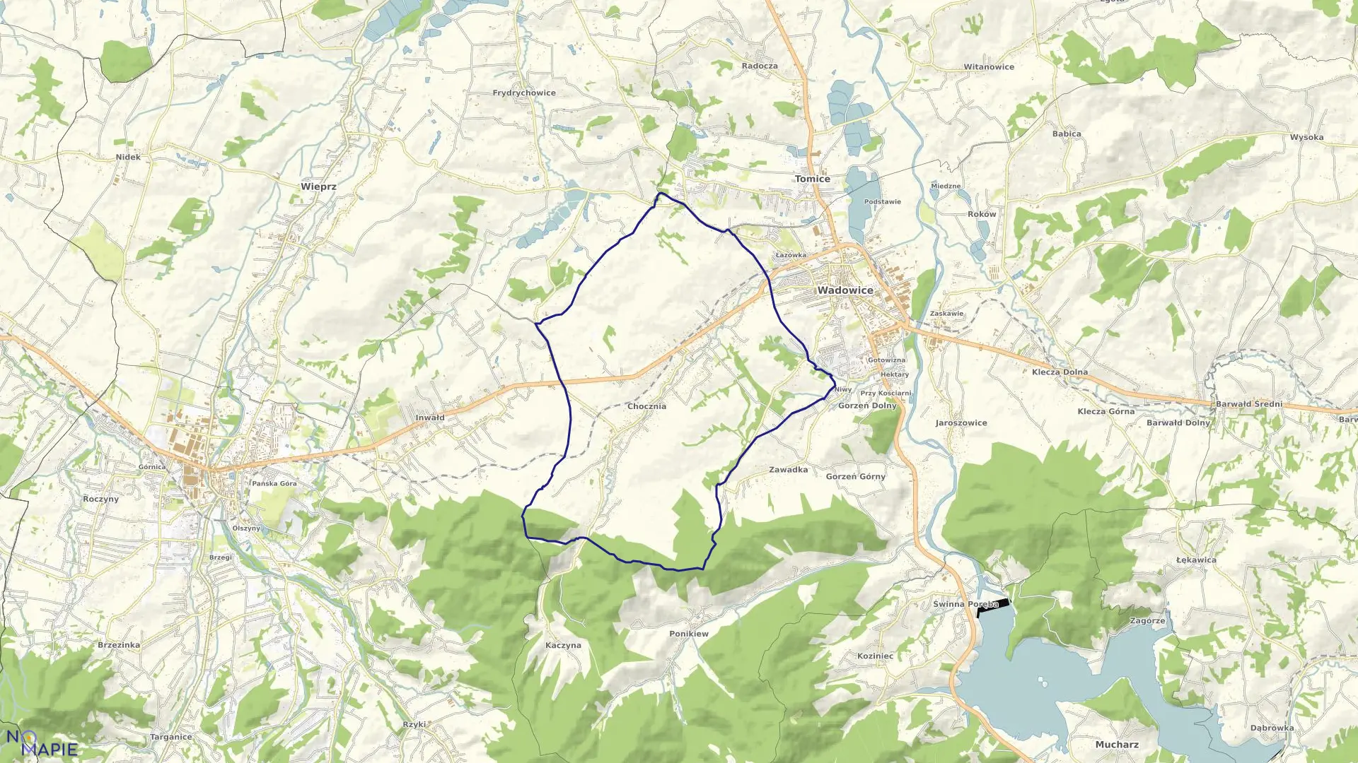 Mapa obrębu CHOCZNIA w gminie Wadowice