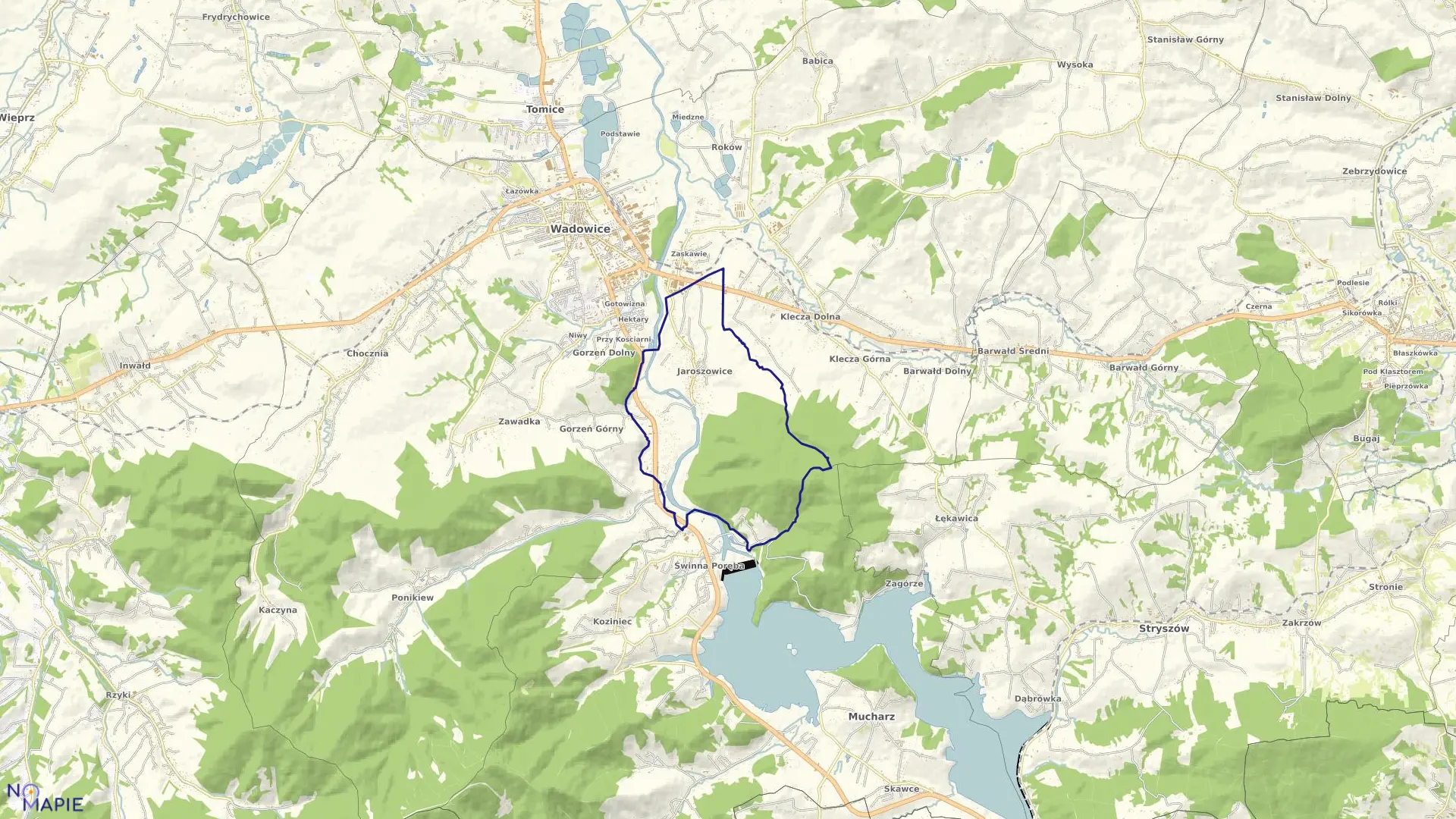 Mapa obrębu JAROSZOWICE w gminie Wadowice