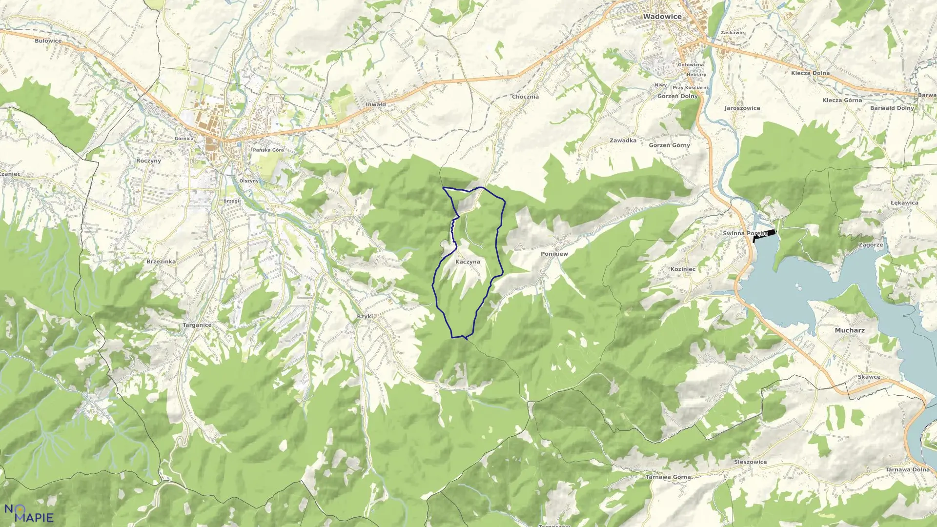 Mapa obrębu KACZYNA w gminie Wadowice