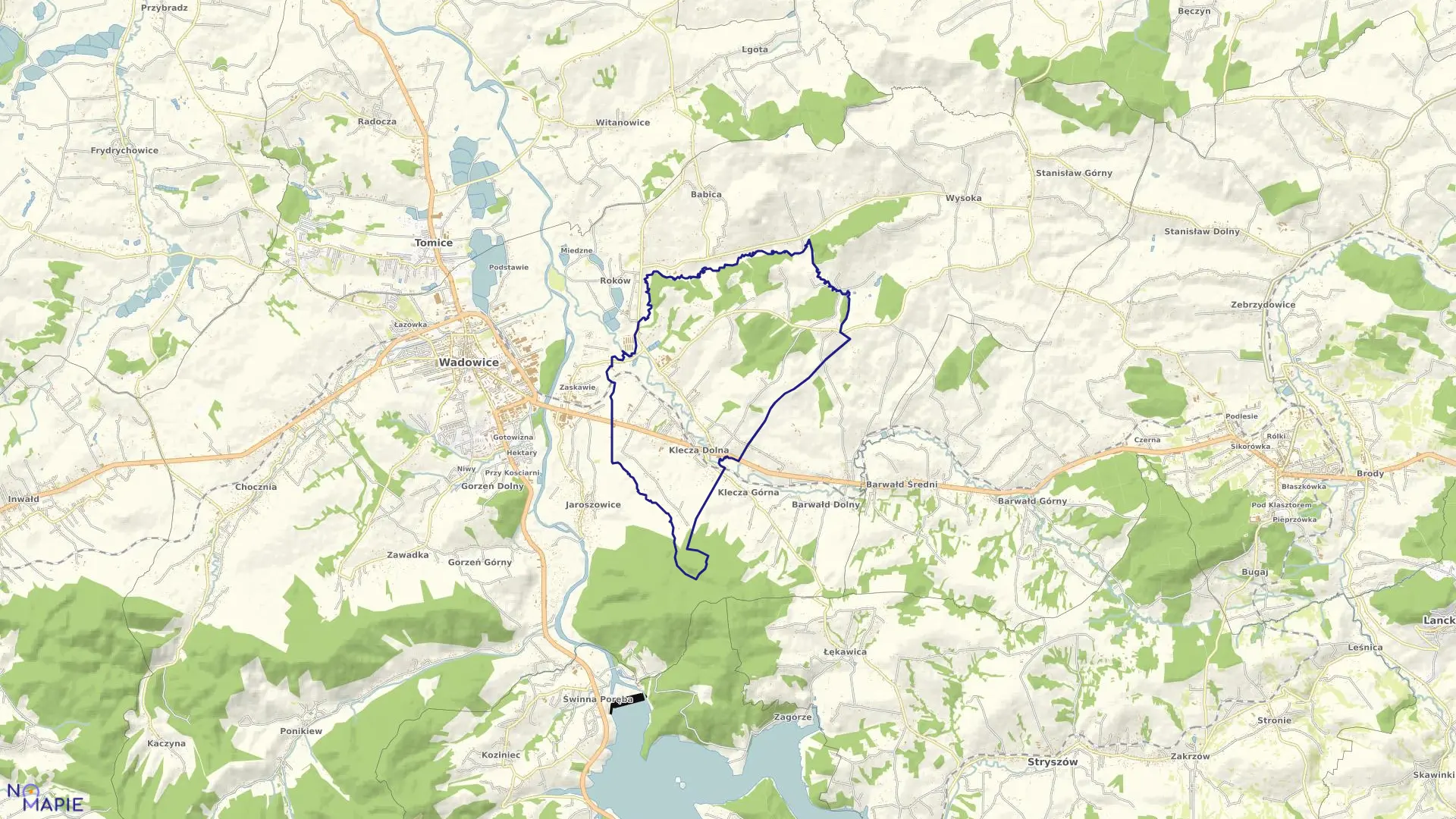 Mapa obrębu KLECZA DOLNA w gminie Wadowice