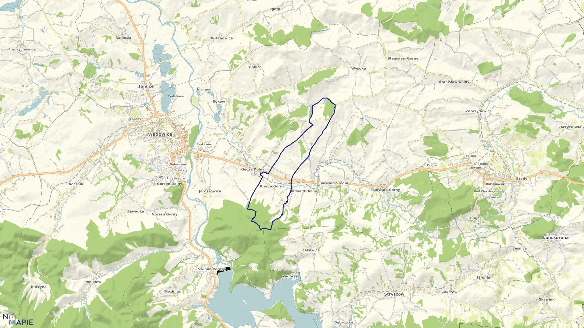 Mapa obrębu KLECZA GÓRNA w gminie Wadowice