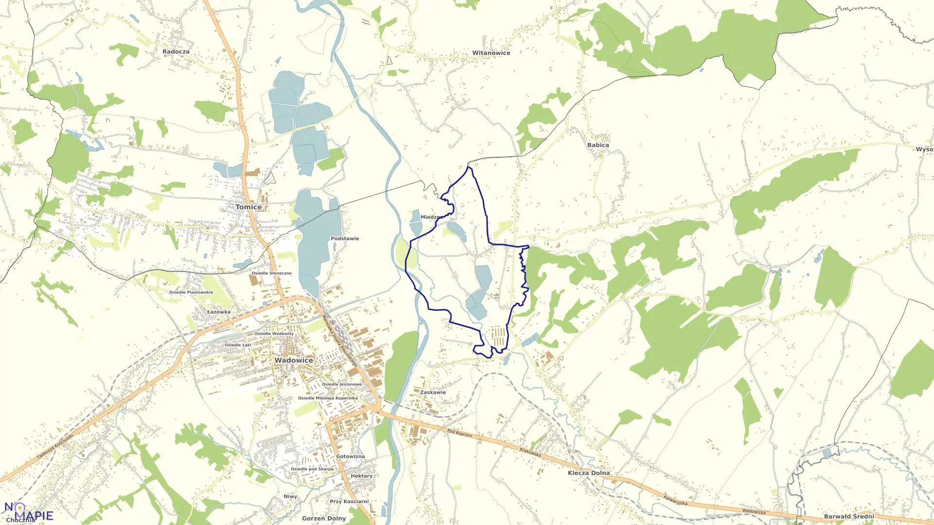 Mapa obrębu ROKÓW w gminie Wadowice