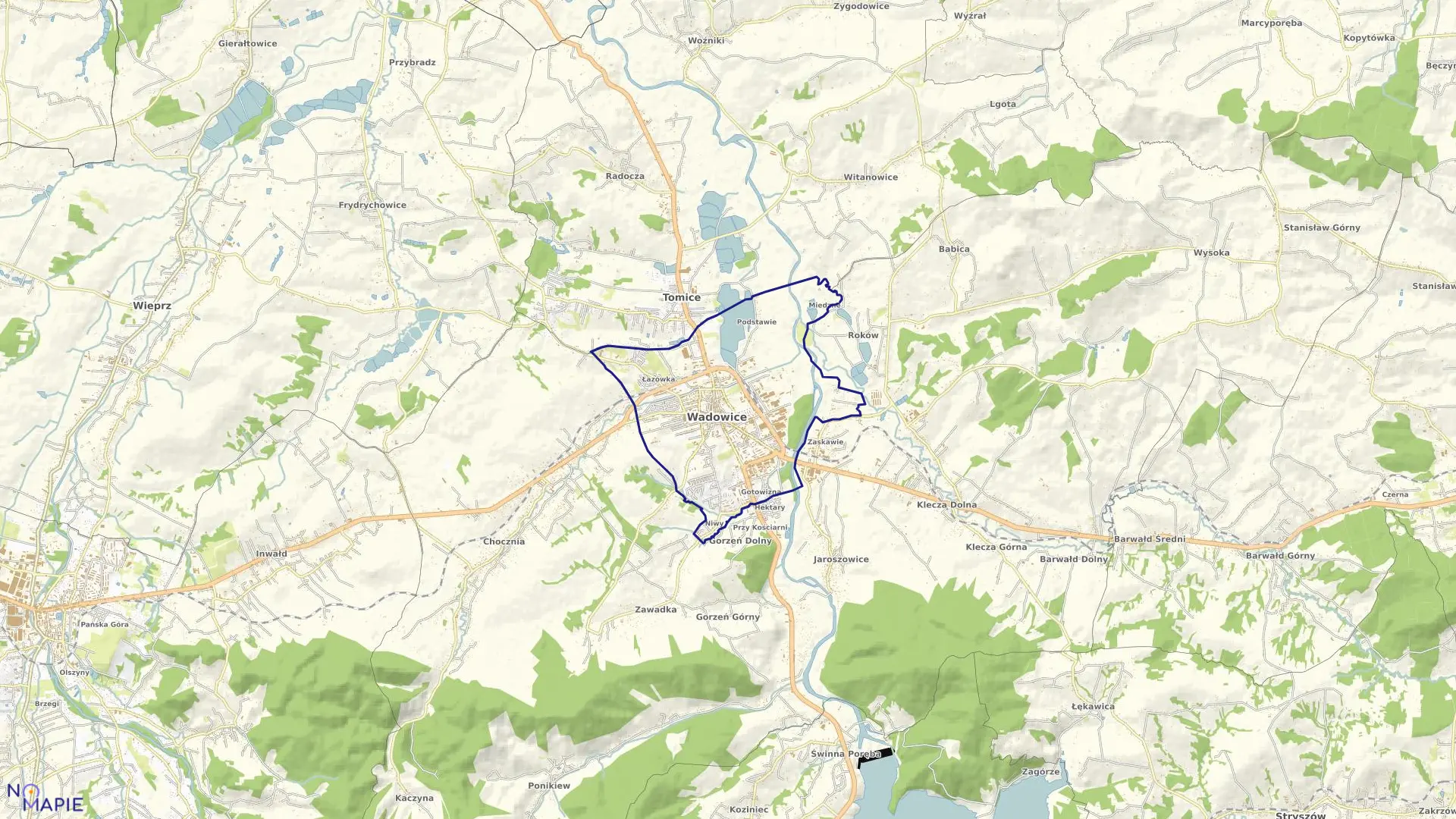 Mapa obrębu WADOWICE w gminie Wadowice
