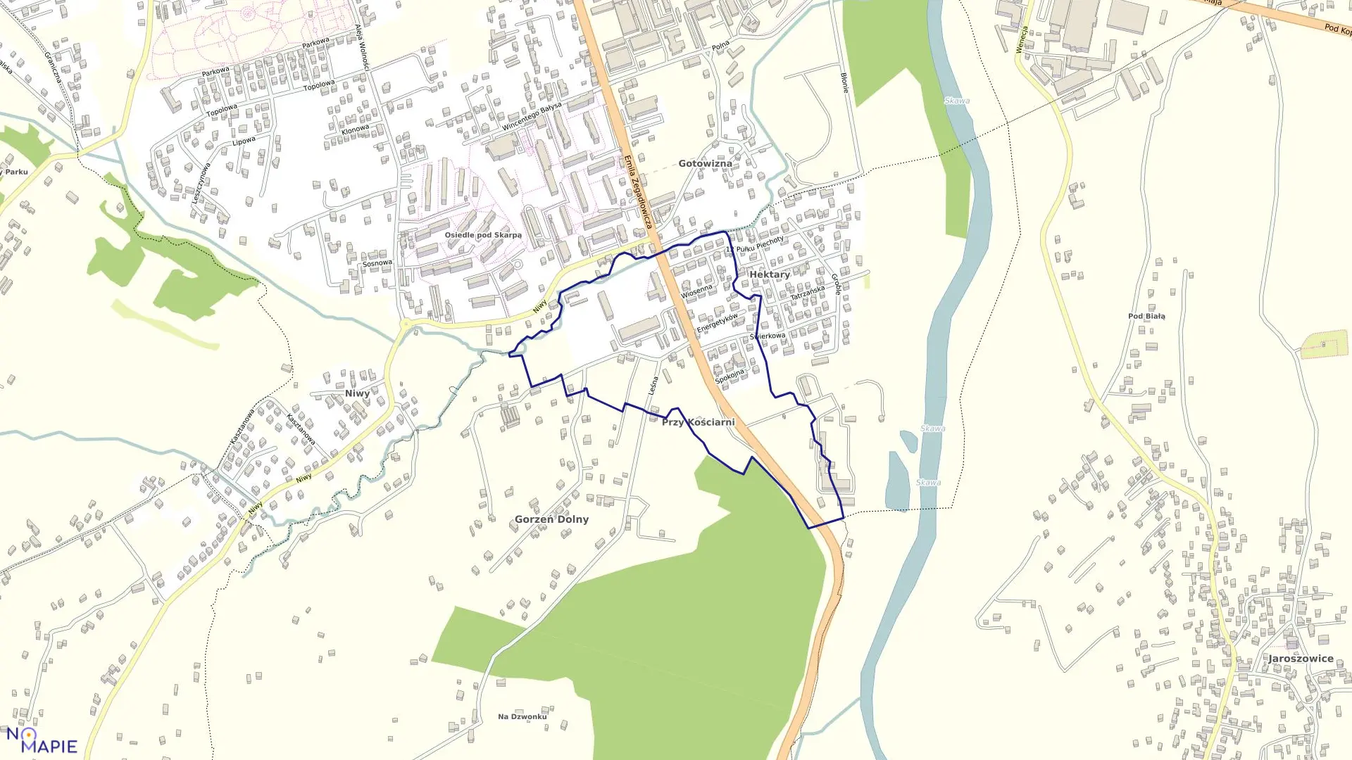 Mapa obrębu WADOWICE-Gorzeń D. w gminie Wadowice
