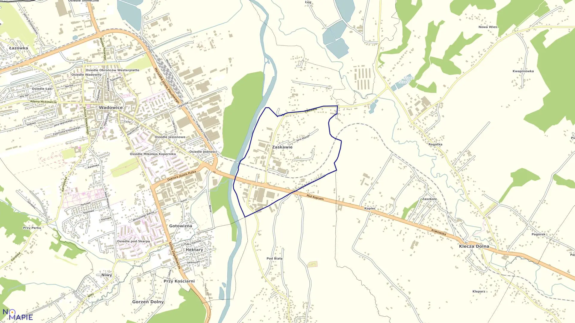Mapa obrębu WADOWICE-OBRĘB 11 w gminie Wadowice