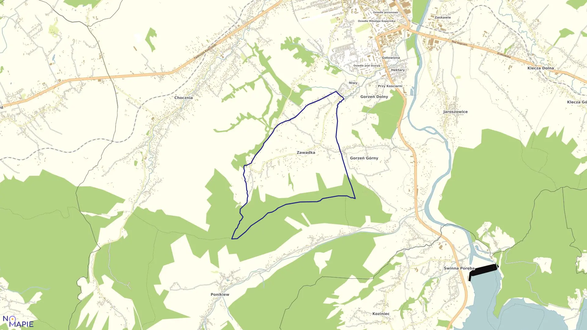 Mapa obrębu ZAWADKA w gminie Wadowice